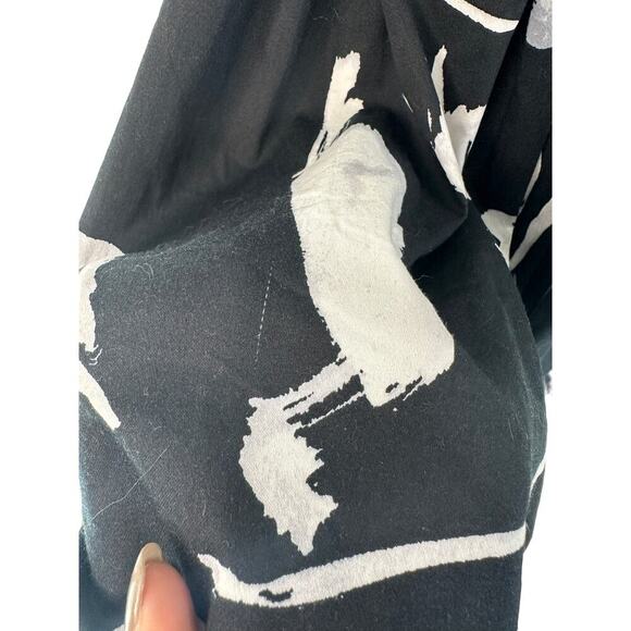 Lauren Ralph Lauren Black‎ White Floral Print Flutter Sleeve A-Line Dress Size 8 - Picture 7 of 13